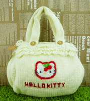 【震撼精品百貨】Hello Kitty 凱蒂貓 針織提袋 櫻桃 米白色【共1款】 震撼日式精品百貨