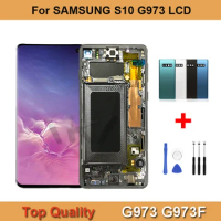 6.1"For Samsung Galaxy S10 G973 LCD Display Touch Screen Digitizer Assembly Repair Replacement With Back Glass Battery Cover