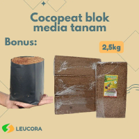 Leucora Cocopeat Blok 2,5Kg - Halus Steril Siap Pakai Bonus Polybag Media Tanam Praktis & Berkualita