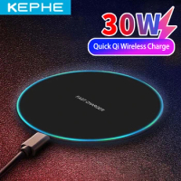 30W Fast Wireless Charger For Samsung Galaxy S9/S23 S22 Note 9 USB Qi Charging Pad for iPhone 12 15 XS Max XR 14 Huawei P40 Pro