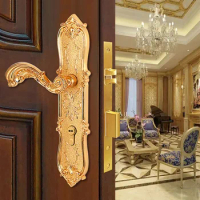 Europen Brass Gate Lock Door Locks Modern Golden Indoor Handle Lockset Villa Rose Golden Wood Door Locksets