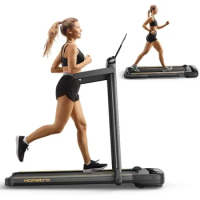 3.0HP Foldable Compact Treadmill,2 in 1 Walking Pad &amp; Jogging Machine for Home/Office,Dual LED Touch Screens Folding
