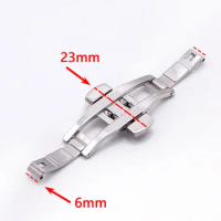 4 5 6mm Watch Buckle for Longines Double Push Butterfly Stainless Steel Watch Band Silver Clasp for Orient Button Accessories