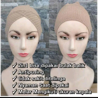 Ciput rajut silang bandana 2 in1.Inner rajut silang 2in1 model bando