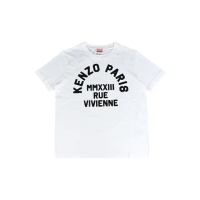 【KENZO】Rue Vivienne黑字LOGO棉質短袖T恤(女款/白)