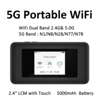 Portable 5G WiFi Router Unlocked 4G 5G MiFis Router with WiFi 2.4G &amp; 5G Sim card Slot 5000mAh Battery
