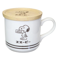 【Kamio】SNOOPY史努比 陶瓷馬克杯&amp;木製杯墊組 復古(餐具雜貨)