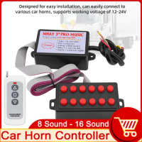 Car Horn Controller Volume Switching 8 Sound - 16 Sound Control Unit Car Horn Sound Effect Controller for Trucks Car Marine Boat