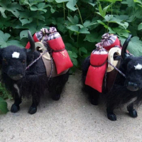 a pair of simulation black cow toys plastic&amp;fur handicraft prop yak dolls gift about 30x27cm