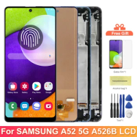 AMOLED A52 5G Screen with Frame for Samsung Galaxy A52 5G A526B A526B/DS LCD Display Touch Screen Digitizer Replacement
