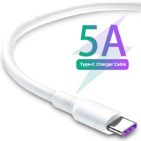 USB Type C Data Fast Charge 5A Cable For Samsung S20 S9 S8 Xiaomi Huawei P30 Pro Mobile Phone Charging Wire White Cable