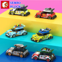 SEMBO car building blocks simple building children's toy racing car collection ornaments boy Christmas birthday gift