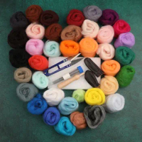 10/25 Color Wool Roving For Felting Wool Needle Felt Starter Kit Wool Tools with Fibre Yarn DIY Needle Felting Supplies Handmake
