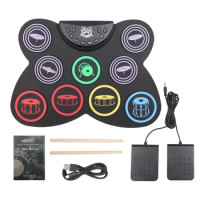 Midi Drum Kit Pedal Controller Pad Digital Drum Kit USB with Drum Sticks Touch Sensitivity Great Holiday Birthday Gift for Kids
