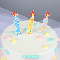 [Hare.D]現貨 紙質火焰蠟燭 蛋糕插牌 蛋糕裝飾 材料包 蛋糕裝飾 慶生 周歲 無火焰蠟燭