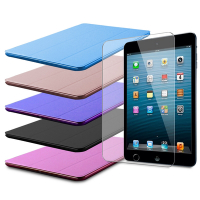 DW LS26輕薄蠶絲款7.9吋iPad mini 4/5平板保護皮套(適用7.9吋 iPad mini 4/5)(加鋼化玻璃螢幕保護貼)