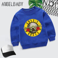 Boys Girls Sweatshirt Kids Rock Band Gun N Roses Print Cartoon Hoodies Children Autumn Tops Baby Cot