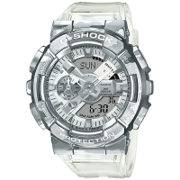 CASIO 卡西歐 G-SHOCK 重工業風金屬半透明錶帶雙顯手錶 母親節 禮物(GM-110SCM-1A)
