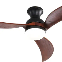 Sofucor 52 Inch Low Profile Ceiling Fan With Light 3 Wood Fan Blades Flush Mount Modern Indoor Ceiling Fan Reversible DC