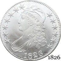 United States Of America Liberty Eagle 1826 50 Cents ½ Dollar Capped Bust Half Dollar Cupronickel Silver Plated Copy Coin