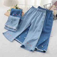Seluar jeans nipis anti nyamuk gaya baharu untuk kanak-kanak perempuan pada musim panas, seluar jean