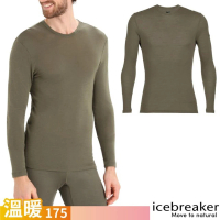 【Icebreaker】男 EVERYDAY 100％ 美麗諾羊毛 控溫圓領長袖上衣-BF175.T恤(IB104483-069 橄欖綠)
