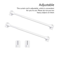 2 Pieces Adjustable Curtain Rod Extendable Bars Pole Without Drilling Hanging Rods Self Adhesive for Home Bathroom Hotel