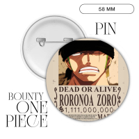 PIN ONE PIECE BOUNTY UKURAN 58 MM (HARGA 1 PCS + LAMINASI GLOSSY) JPOP ANIME JEPANG JAPAN PREMIUM MU