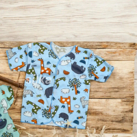 (6Pcs)Baju Kemeja Newborn Zahdan Lengan Pendek Lengan Panjang Fullprint Animal Series Bayi