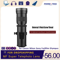 Camera MF Super Telephoto Zoom Lens F/8.3-16 420-800mm T Mount Universal 1/4 Thread for Canon Nikon Sony Fujifilm Olympus Camera
