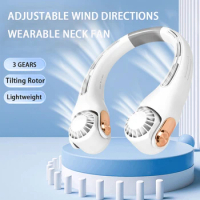 2024 New Wearable Neck Fan Portable MINI Air Conditioner Bladeless Fan USB Venty Fan Portable with Tilting Super Strong Wind