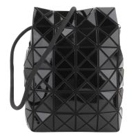 【ISSEY MIYAKE 三宅一生】BAOBAO 幾何方格側凹摺可肩/斜背包(黑/亮面/小)