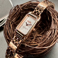 COACH手錶,編號CH00200,18mm, 28mm玫瑰金方形精鋼錶殼,白色簡約, 中二針顯示錶面,玫瑰金色精鋼錶帶款,如巧克力般的絲滑美麗