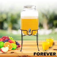 【日本FOREVER】夏天必備派對玻璃果汁飲料桶(含桶架)4L