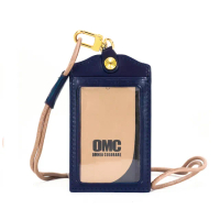 【OMC•植鞣革】職人通用直式牛皮證件套悠遊卡套95047-深藍