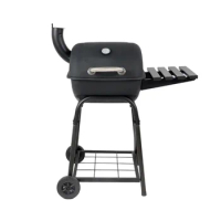 RevoAce 26" Mini Barrel Charcoal Grill with Side Shelf, Black, CBC1760W charcoal grill barbecue bbq grill outdoor