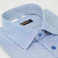 【金安德森】藍色條紋窄版短袖襯衫-fast