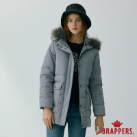 BRAPPERS 女款 可拆帽中長版羽絨外套(灰)