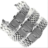 High Quality 316L Stainless Steel Watchband 20mm 22mm Silver Logo Solid Links Bracelet Fit For Seiko 5 PROSPEX Watch Stock