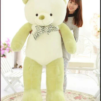 big lovely plush Teddy bear toy stuffed light green teddy bear with bow birthday gift about 140cm