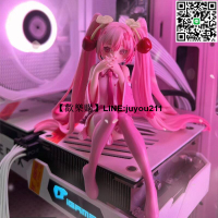 [聚優]熱銷  櫻花初音未來手 辦MIKU泡面壓可愛車載機箱桌面擺件 景品女模型禮物