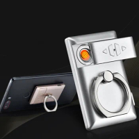 New Phone Holder USB Cigarette Lighter Ring Outdoor Windproof Multifunctional Cigarette Lighter Accessories Unusual Gift