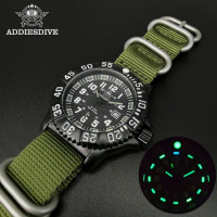 ADDIES 2021 Men's Sports Watch Military Luxury Rotating Bezel Luminous Watch NATO Nylon Strap 50m Waterproof Quartz Dive Watch