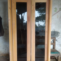 pintu kaca kayu + kusen