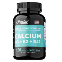 Kapsul Kalsium, Pslalae, 4-dalam-1, Menampilkan D3 + K + B12, 601.225mg, Sokongan Kesihatan Jantung 