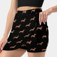 Weiners Everywhere-Dachshund Pattern Women's skirt Mini Skirts A Line Skirt With Hide Pocket Dachshund Weiner Dog Doxie