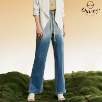 OUWEY歐薇 時髦個性漸層雙色棉質微寬直筒牛仔褲(藍色；S-L)3232068608