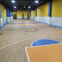 Beable Anti-Slip 4.5MM Thickness PVC Sports Flooring Indoor Wooden Grain Vinyl Basketball Court For School College Use