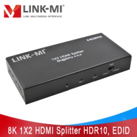 LINK-MI 8K60Hz 1x2 HDMI Splitter Support HDMI 2.1, HDR10, EDID, 48Gbps, Downscaler Function Video Audio Splitter