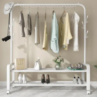 Clothes Hanger with Wheels Floor-to-ceiling Bedroom Solid and Bold Single-pole Storage Drying Rack
